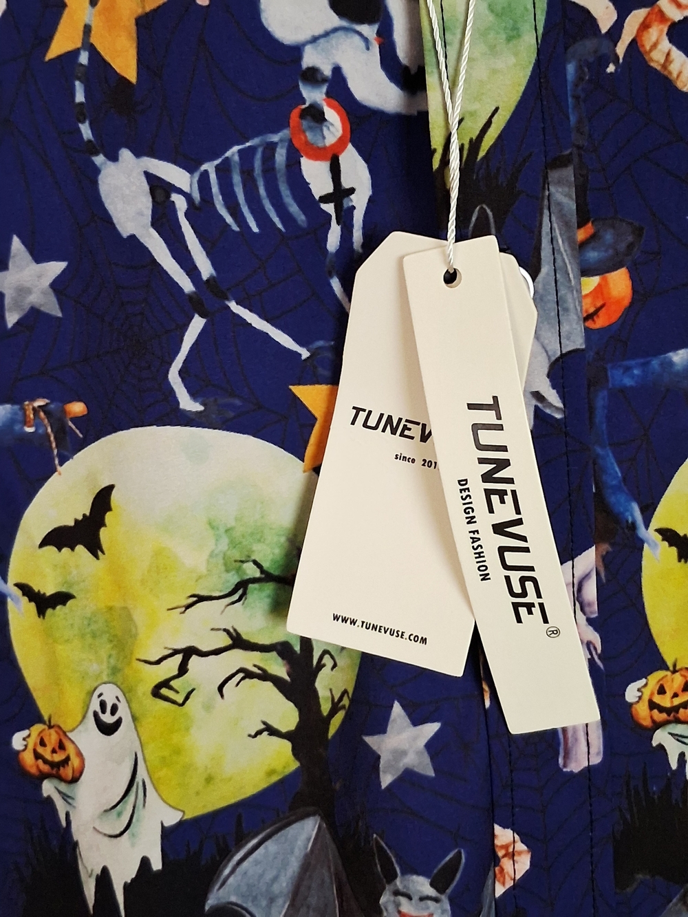 Trendy boutique Men's Halloween Shirt - Navy Blue with Yellow & White Accents